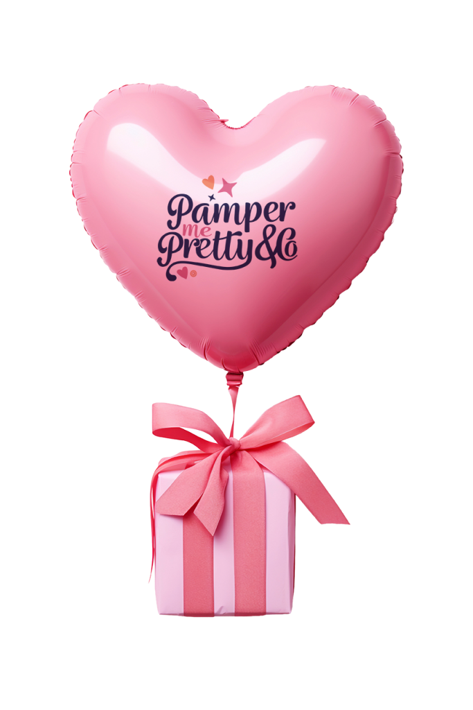 Pamper Me Pretty branded pink heart balloon